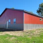 Red and grey pole barn