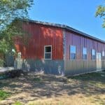 Red and grey pole barn