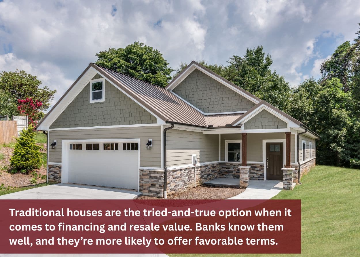 Newly built traditional suburban home with garage and landscaped front yard.